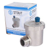 Воздухоотводчик автоматический 1/2" Наружная резьба, УГЛОВОЙ с вертикальным выпуском, никель Stout SVS-1013-000015