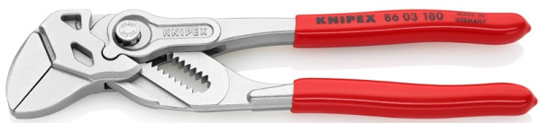Клещи переставные-гаечный ключ хромированный, 180 мм, пластиковые ручки Knipex